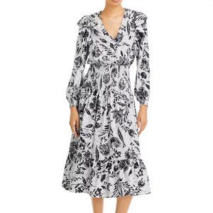 NWT AQUA SMOCKED FLORAL PRINT MIDI DRESS